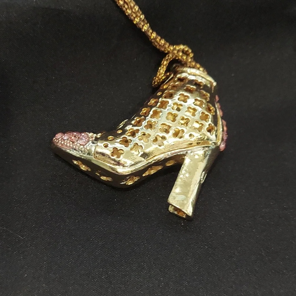 Betsey Johnson Pink Boot Pendant Necklace - Picture 5 of 6
